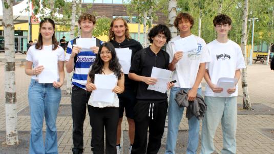 Group of students with results