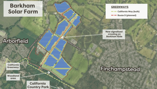 Diagram showing the location of the solar farm, as described in the main article
