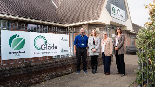 Cllr Prue Bray, Michelle Parks and colleagues at The Glade, Post-16 SEND Hub in Denmark Street Wokingham