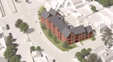 Overhead impression of new housing at Wellington Road in Wokingham