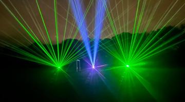 Laser light show lighting up the sky