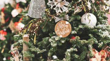 Close up of Christmas tree decorated