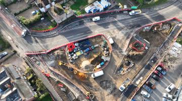 An aerial view of the roundabout upgrade