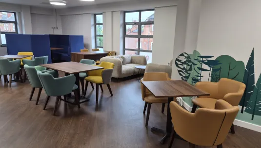 Seating area in The Broadleaf Cafe in The Glade Wokingham