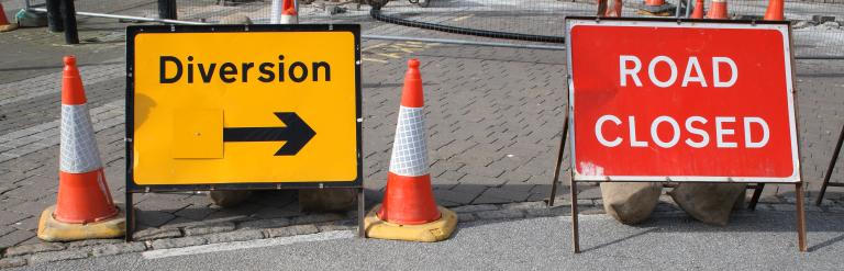 Road Closed and Diversion Signs
