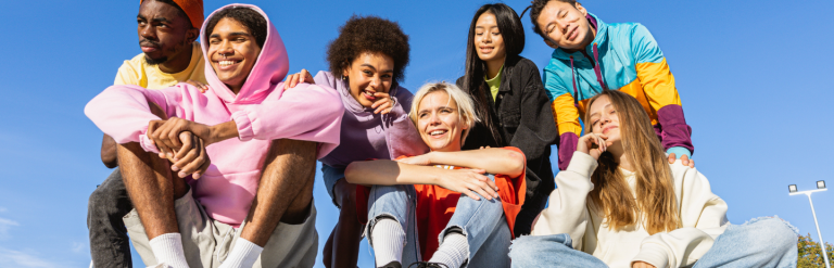 Young people outside on a sunny day